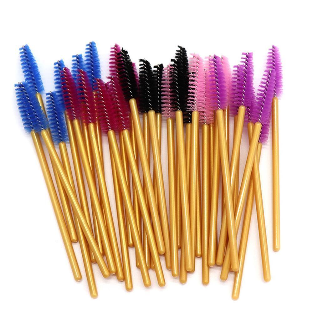 ROSE Bộ 50 Cọ Mascara Lông Mi Bằng Silicone 6 Màu Dùng Một Lần
