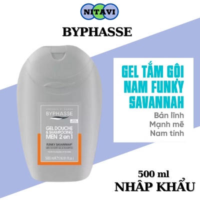 Sữa tắm cho Nam giới tắm gội 2in1 TÂY BAN NHA Byphasse - Gel Douche &amp; Shampooing Men 2en1 Groovy Paradise 500ml