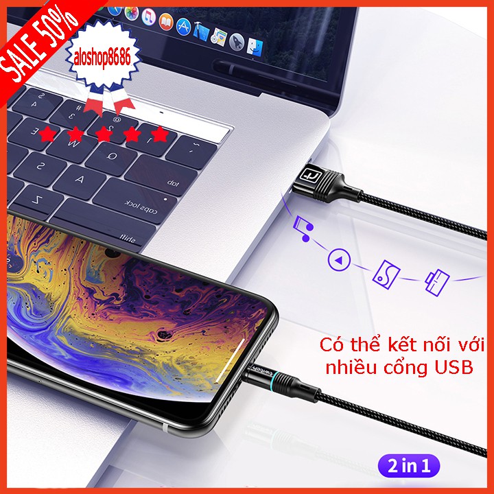 [ FREESHIP TỪ 50K ] Hỗ trợ sạc nhanh | Dây sạc nam châm COMBO 3 đầu iphone | micro USB | Type C xoay 360 độ ALOSHOP8686