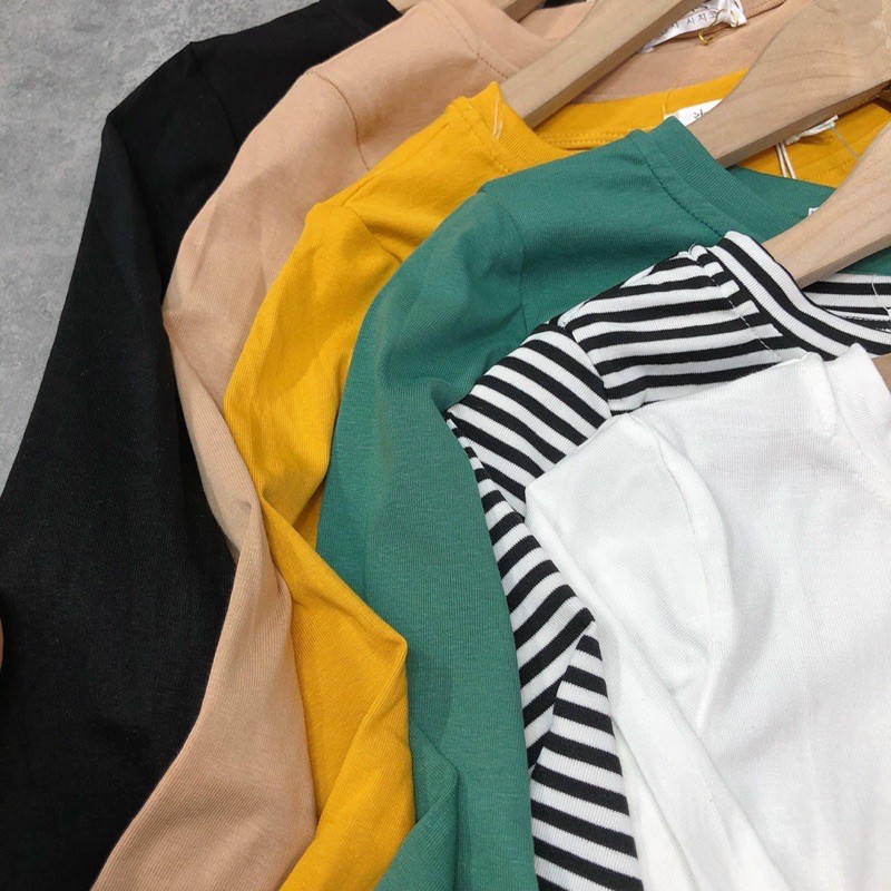 Áo thun dài tay cổ tròn trơn chất cotton zip đẹp | BigBuy360 - bigbuy360.vn