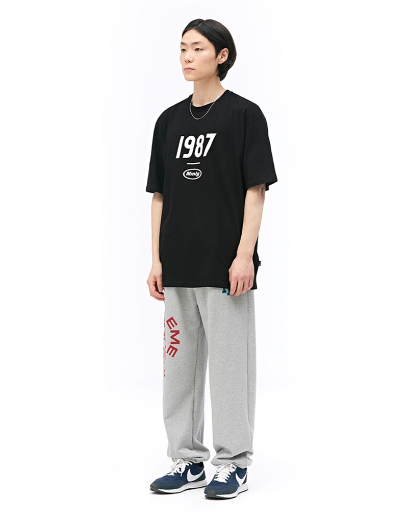 Áo thun Mmlg 1987 cổ tròn ngắn tay chất cotton Unisex đơn giản #902