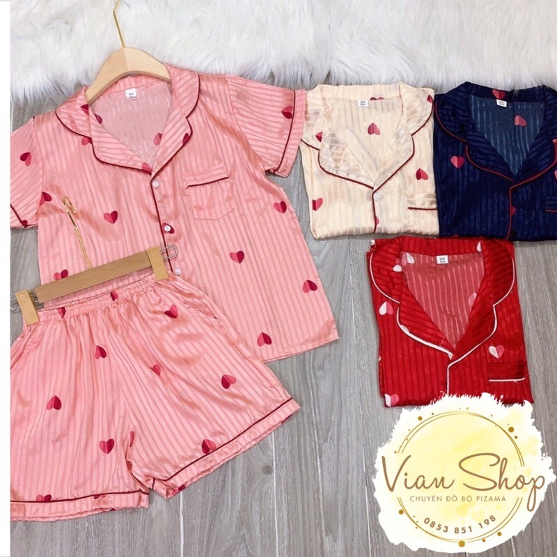 Bộ đồ pijama, Bộ lụa gấm cộc đùi cao cấp chất liệu mát lịm