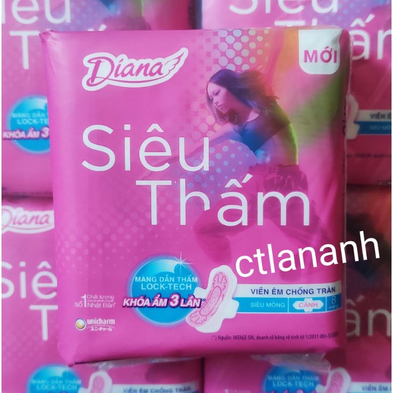 Băng vệ sinh Diana siêu thấm siêu mỏng gói 8 miếng