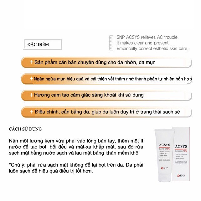 Sữa Rửa Mặt Da Mụn SNP ACSYS Sạch nhờn ngừa mụn | BigBuy360 - bigbuy360.vn