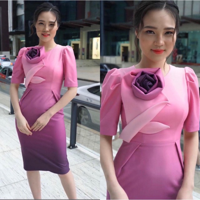 ANH VÀ VIDEO THAT 100%    ĐẦM ÔM BODY OMBRE LOANG MÀU ĐÍNH HOA