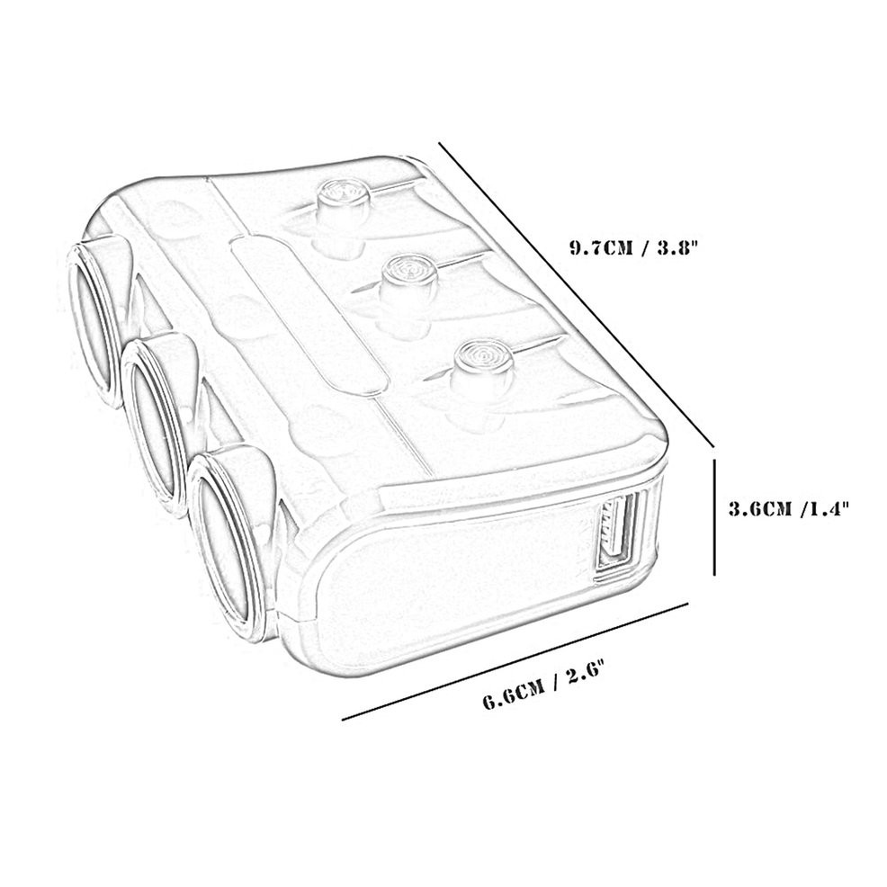 12-24V 1 To 3 Sockets Ways Car Cigarette Lighter Voltmeter Display Adapter