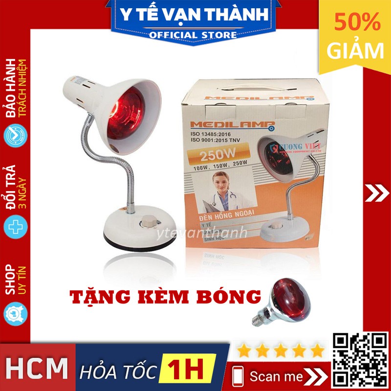 ✅ [KÈM BÓNG] Chân Đèn Hồng Ngoại Y Tế Có Chiết Áp- MediLamp, (Kèm Bóng) Sưởi Ấm, Giảm Đau -VT0603 | Y Tế Vạn Thành