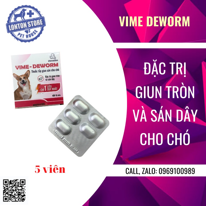 [GIÁ LẺ] VEMEDIM Vime Deworm dạng viên tiêu diệt và phòng giun sán cho chó (chỉ 1 liều). Vemedim &amp; Lonton store