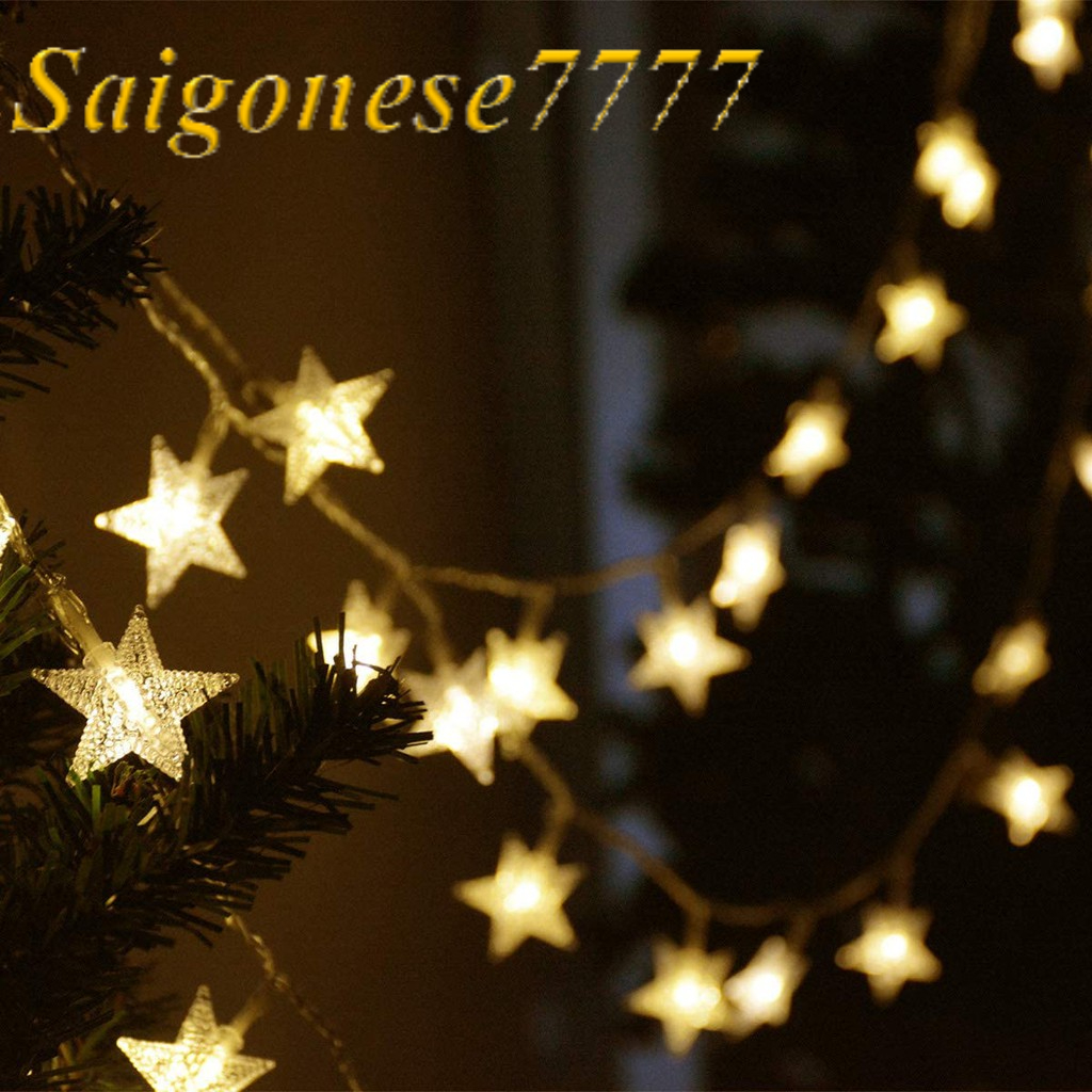 Đèn Led Dùng Pin AA- Dài 6M 40 Bóng Đèn Ngôi Sao May Mắn Chớp Nháy Trang Trí Tiệc Noel Lễ Tết Phòng Ngủ Giá Rẻ