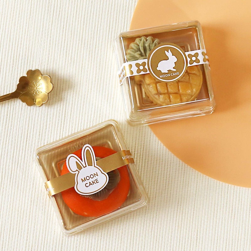 Yoo 10 cái hộp bánh trung thu trang trí nhãn cookie macaron hộp đựng bánh hình dán cho ngày trung thu trung quốc