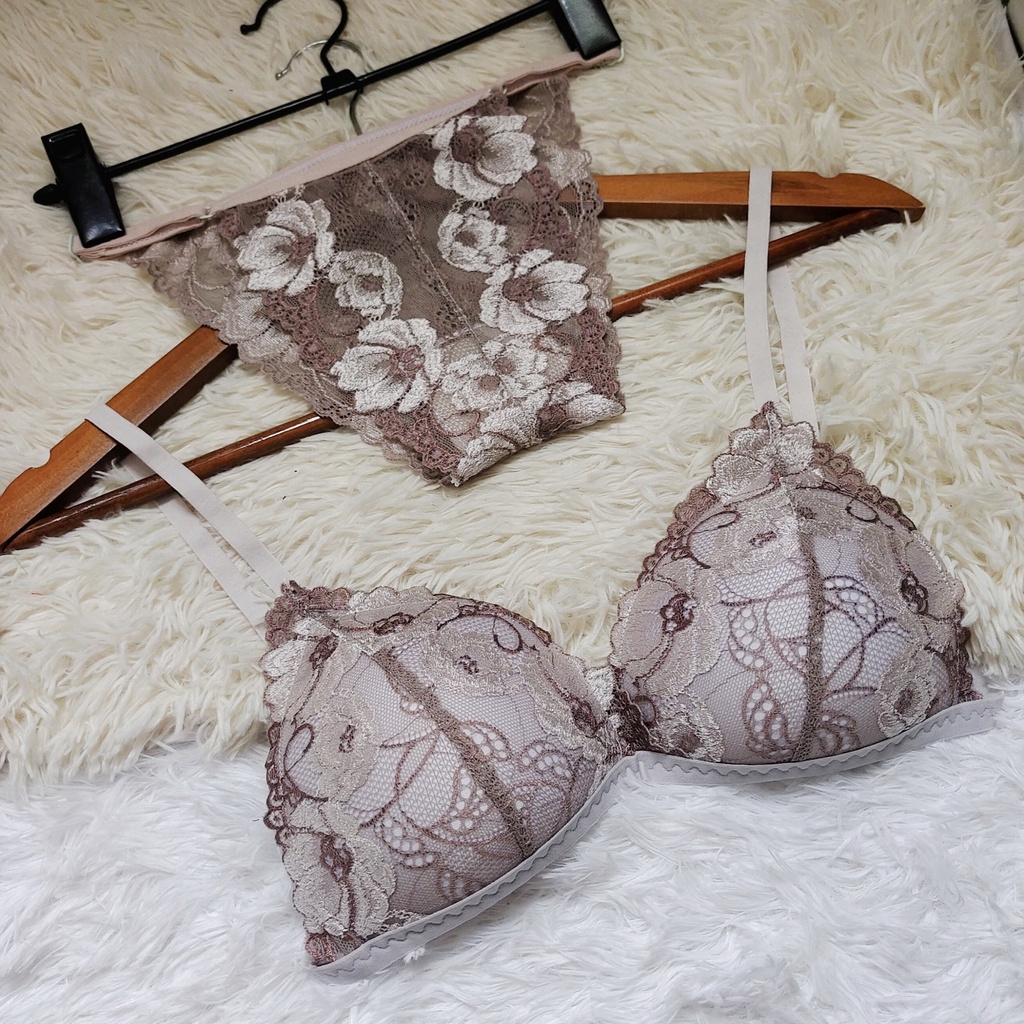Set Bra - Bralette ren sexy không gọng, mút mỏng - Màu xám hồng - NY59 - Đồ lót nữ | BigBuy360 - bigbuy360.vn