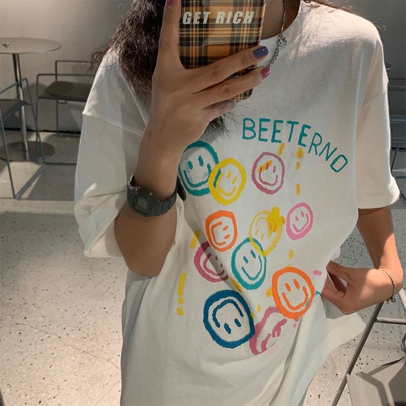Áo thun tay lỡ unisex mặt cười Beeterno