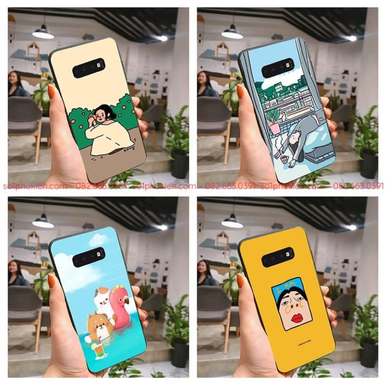 Ốp Samsung s10, s10+, s10plus, s10e, note8, note10, note10+ lưng kính cường lực nano chống bể vỡ bộ nữ