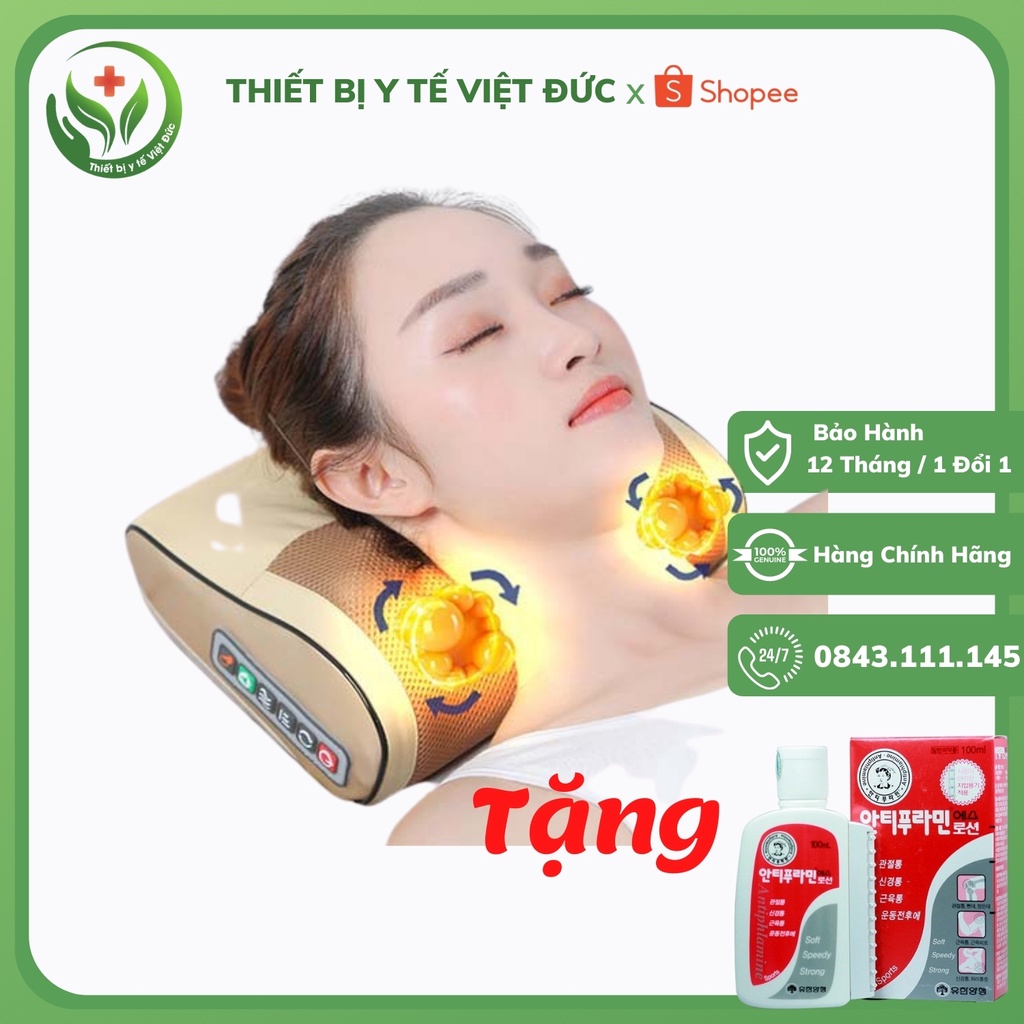 Gối Massage Hồng Ngoại 16 Bi Trị Liệu Nhật Bản, Mát Xa Cổ, Lưng, Vai Gáy