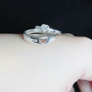 Nhẫn đôi bạc ý  trái tim 2 trong 1