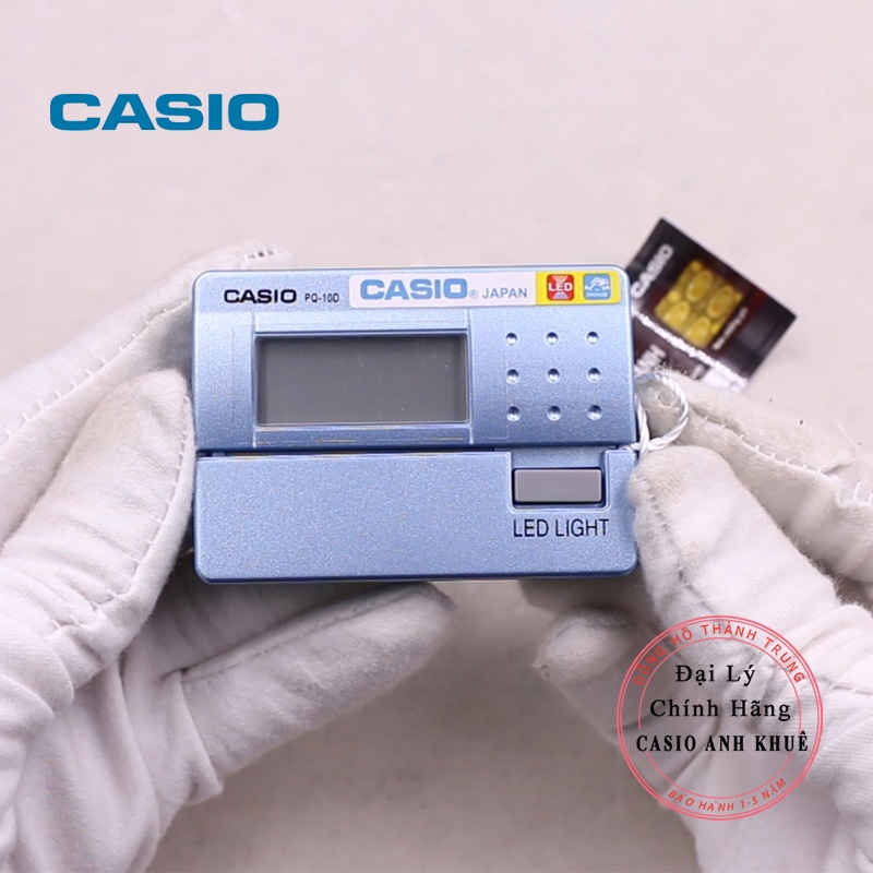 Đồng hồ báo thức du lịch - để bàn có đèn LED Casio PQ-10D-2R xanh ngọc ( 8 x 6cm)