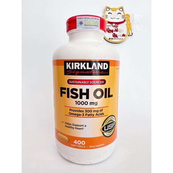 Viên uống dầu cá fish oil 400 viên kirkland mỹ date 2024