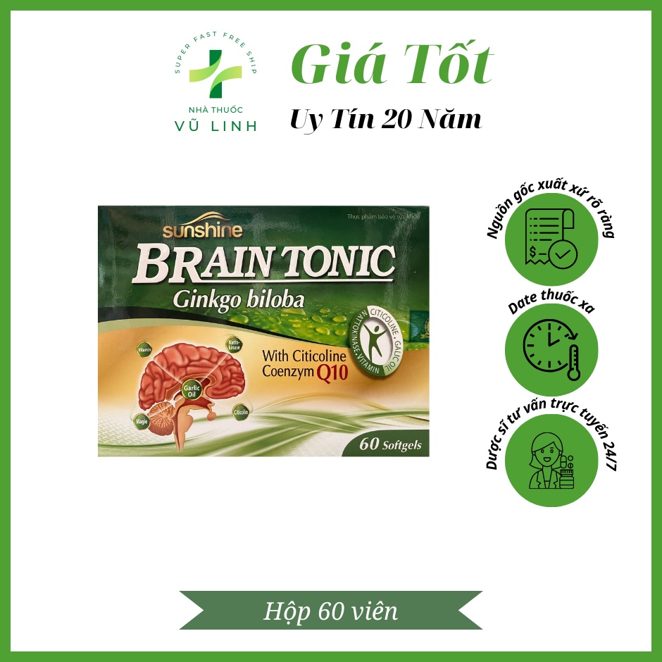 BỔ NÃO GINKGO BILOBA BRAIN TONIC tăng cường tuần hoàn não, bổ huyết, phá tan cục máu đông