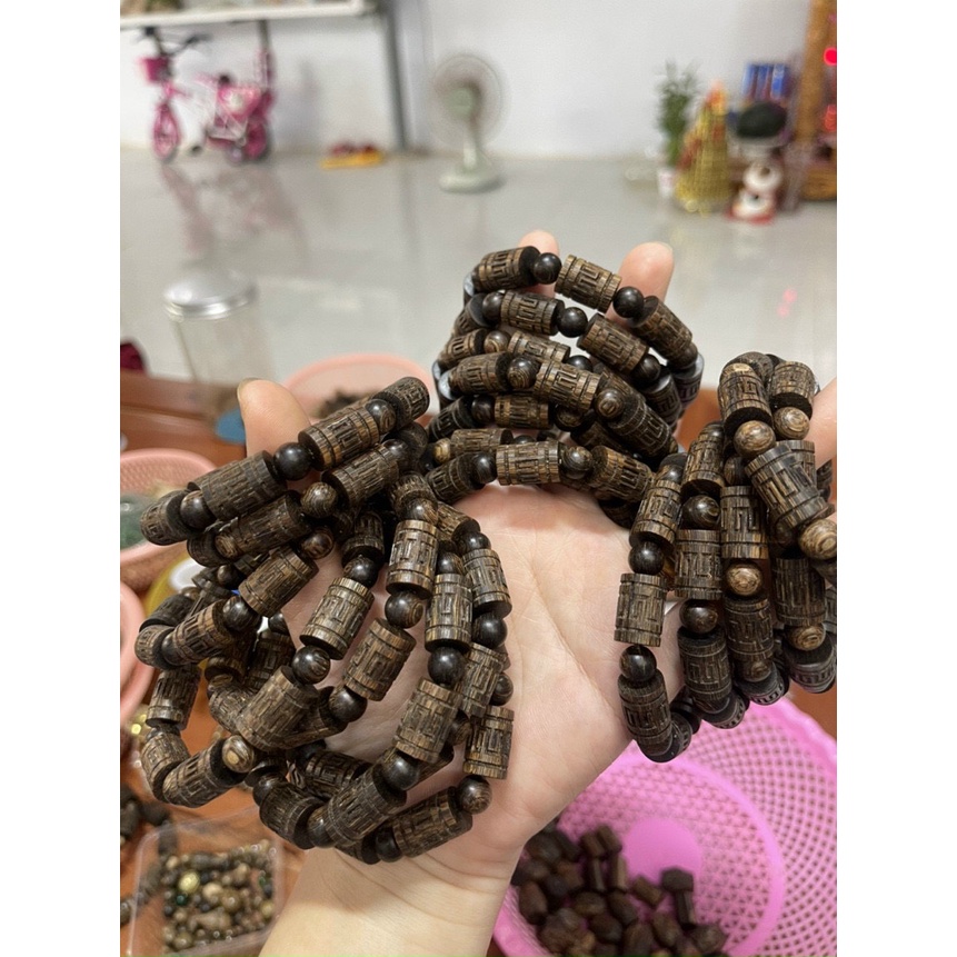 Vòng Trầm Hương Khắc Chú - Trầm Hương Sánh Chìm - Khắc Laze