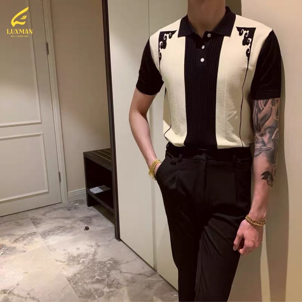 Áo polo nam ngắn tay phong cách Hàn chất liệu dệt kim hàn cao cấp thương hiệu Luxman