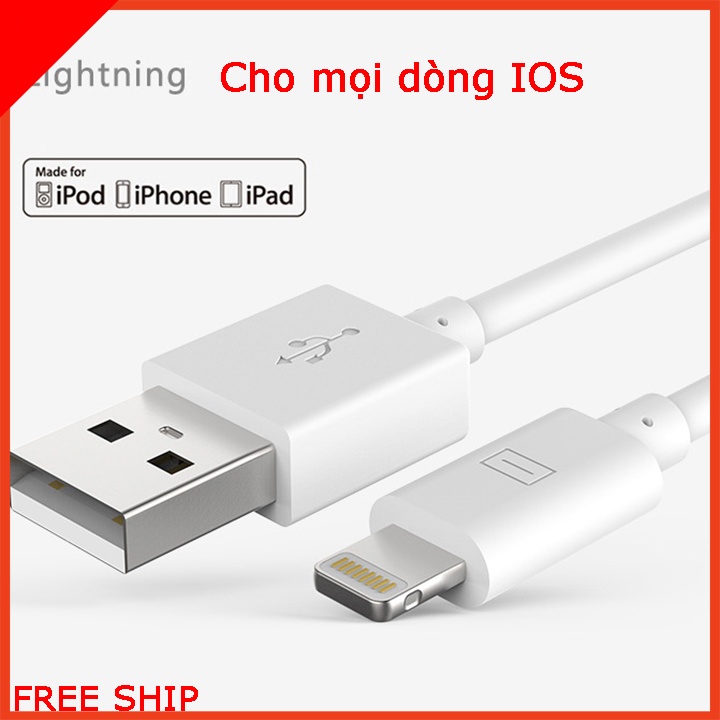 Cáp sạc IP Chính Hãng Foxcon 5IC - Dùng cho tất cả các dòng máy IP - Bảo hàng lỗi 1 đổi 1 Educase86