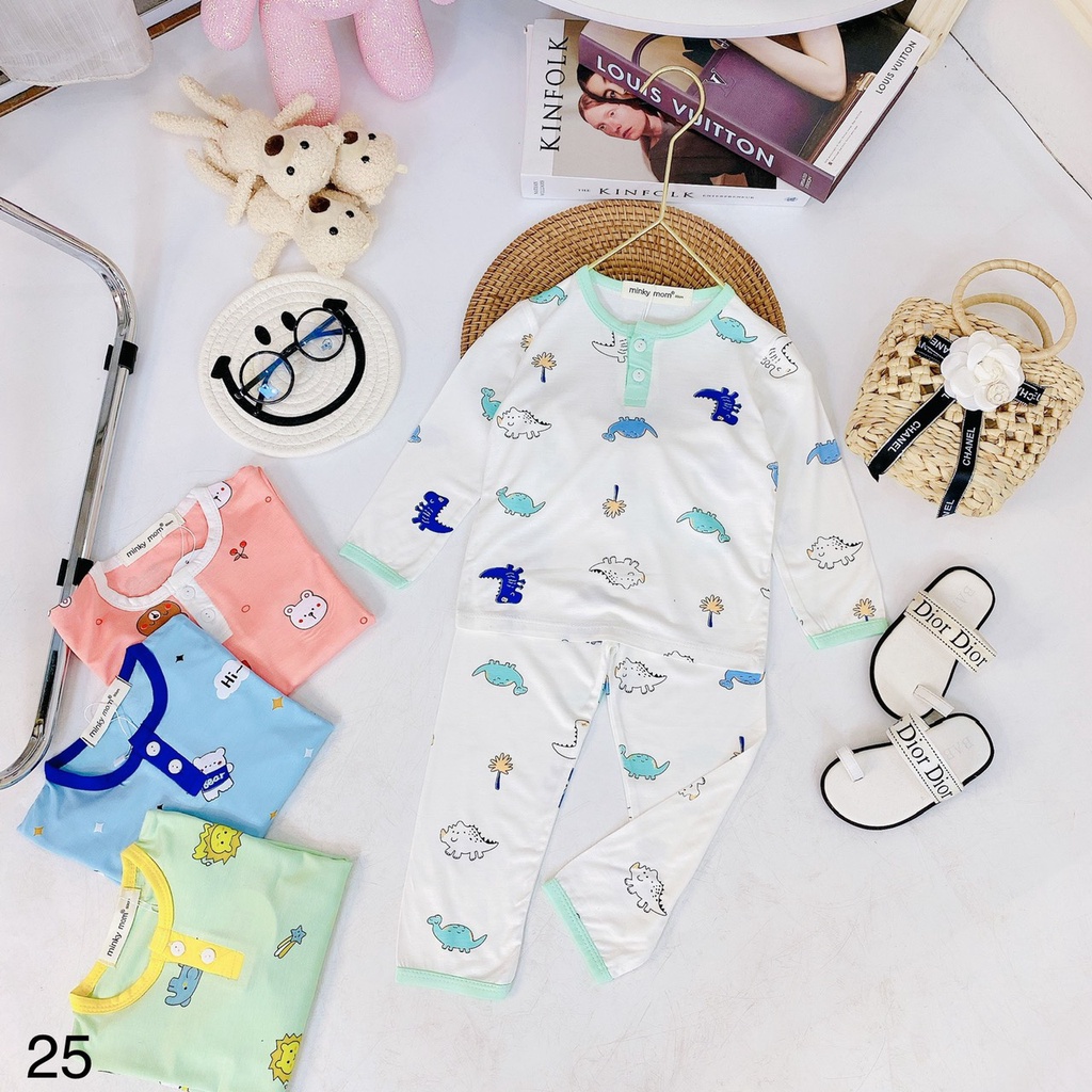 {Bé 19-32kg} Bộ dài tay thun lạnh in toàn thân cổ trụ Minky Mom cho bé trai bé gái - HÀNG CHUẨN