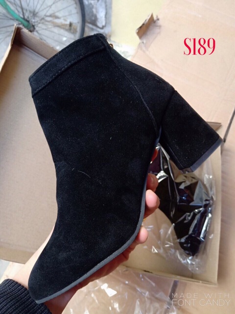 Bốt cổ ngắn CG da lộn khoá sau S189