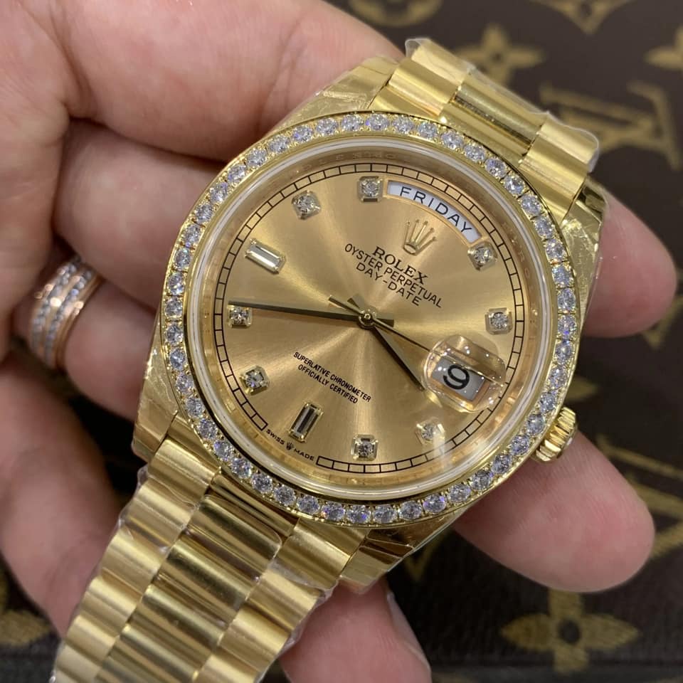 Đồng hồ Nam Rolex máy nhật day date dòng cơ Automatic size 41mm vàng
