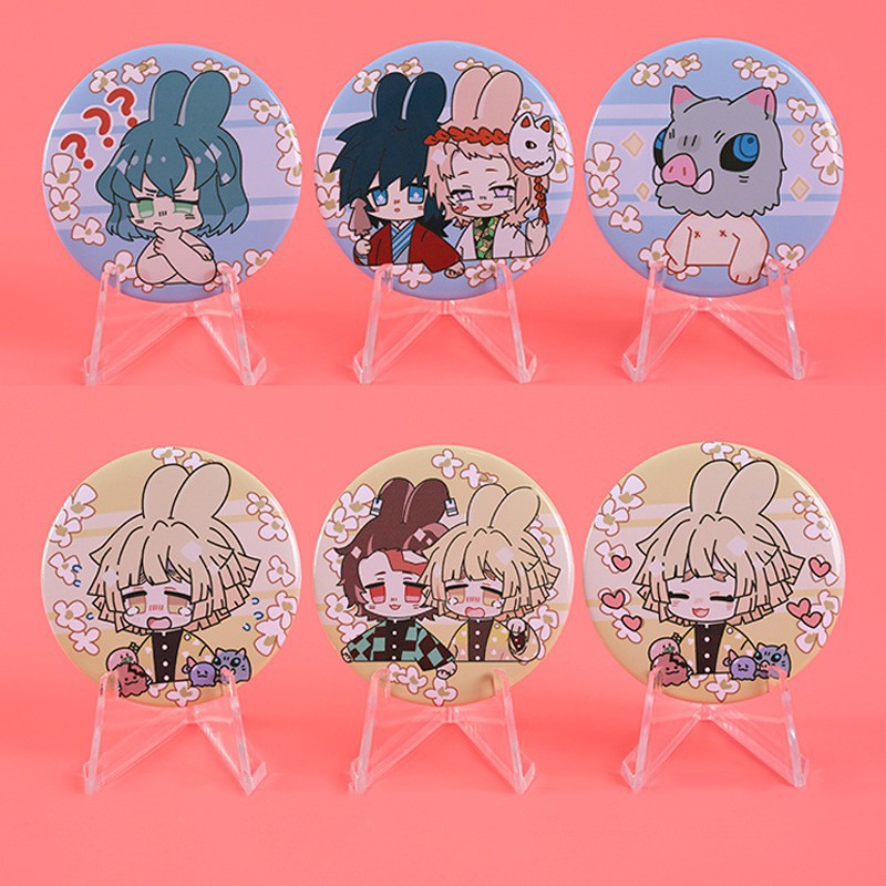 Huy hiệu cài áo in hình Kimetsu no Yaiba - Thanh Gươm Diệt Quỷ anime manga chibi dễ thương tiện lợi 7 mẫu