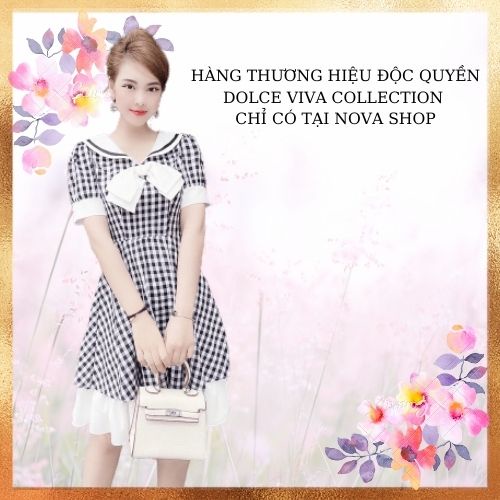 Váy xòe kẻ caro V1917 - DOLCE VIVA COLLECTION - FREESHIP