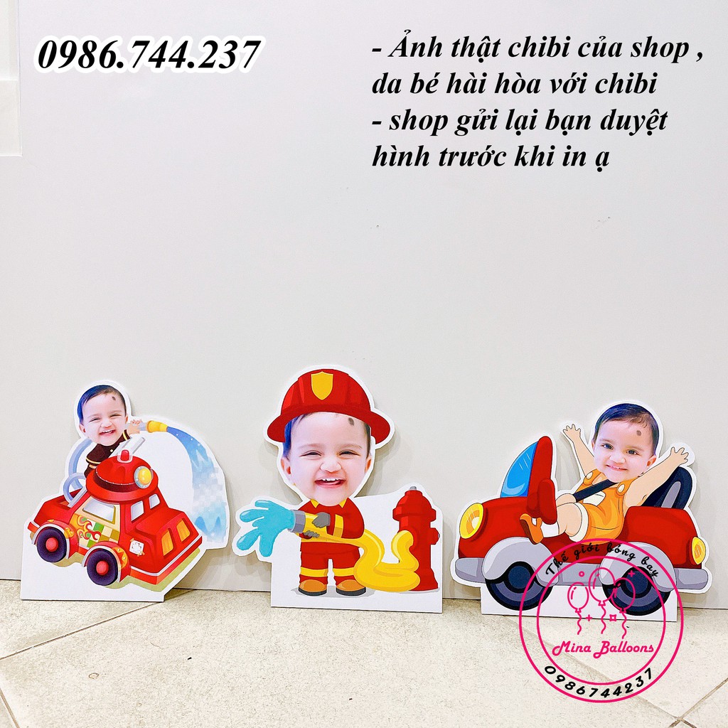 Hình Chibi cỡ to 40cm cho bé trai, thiết kế hình Chibi trang trí tiệc sinh nhật