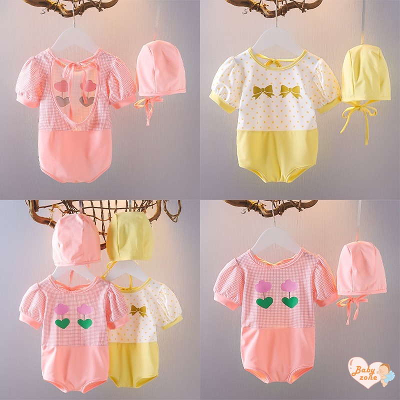 Bộ Đồ Bơi Một Mảnh Cổ Tròn Tay Phồng Dễ Thương Cho Bé Gái