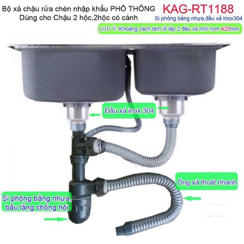 Dây thoát xi phông chậu rửa bát, dây hai đầu ren nối xi phông chậu rửa bát