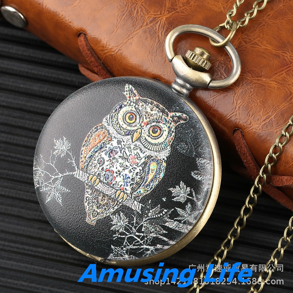 Quartz Pocket Watch Nóng Mới Lật Phim Hoạt Hình Con Cú Họa Tiết Đồng Hồ Bỏ Túi Dễ Thương Sinh Viên Nhiều Mẫu Lựa Chọn Nh