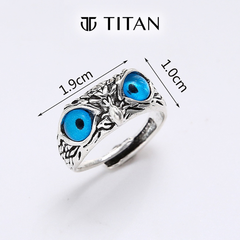 Nhẫn nam nữ họa tiết mắt cú, nhẫn thời trang hiphop màu bạc 925, ring titan freesize unisex con cú không gỉ Titan Shop