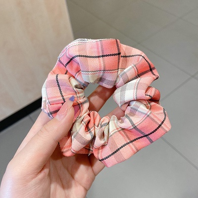Dây buộc tóc, Cột tóc Scrunchies Co Giãn Họa Tiết Vải Caro Thời Trang Cho Nữ