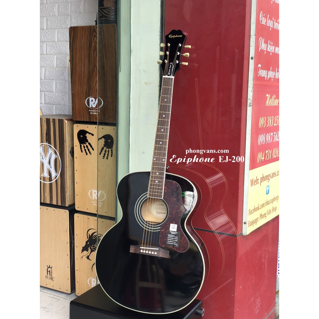 Đàn guitar acoustic Epiphone EJ-200 màu đen [Tặng full phụ kiện]