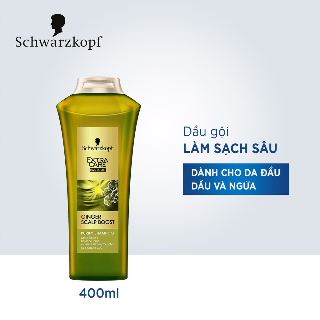 [Mã BMBAU50 giảm 50K đơn 150K] Dầu gội làm sạch sâu Schwarzkopf Extra Care Ginger Scalp Boots Purify Shampoo 400ml