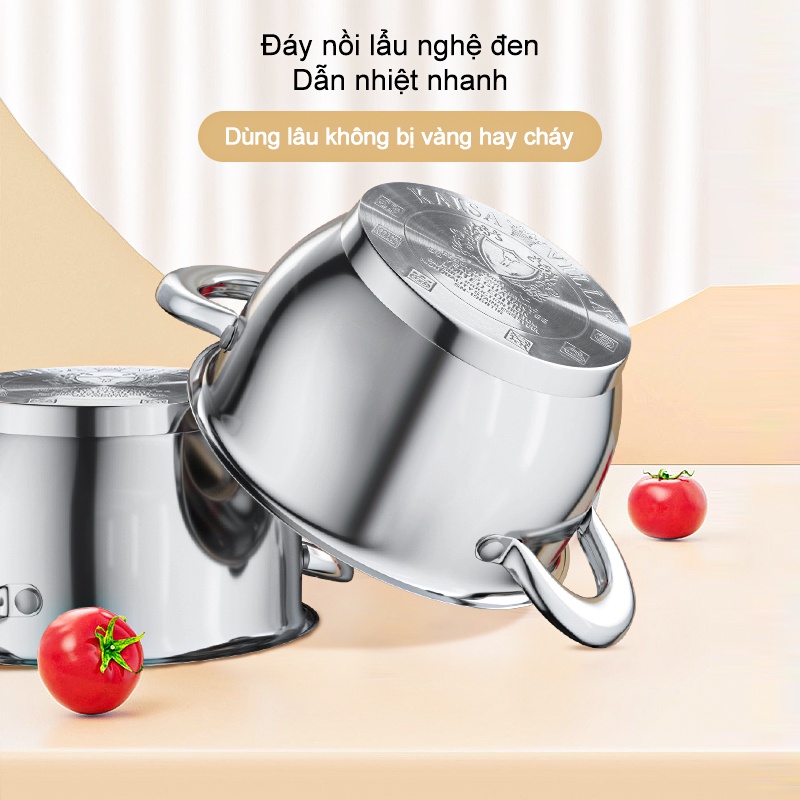 Kaisa Villa bộ nồi inox Đức Bộ nồi 6 món cao cấp inox chảo chiên Nồi súp Chảo sữa ấm đun nước dùng được cho bếp từ