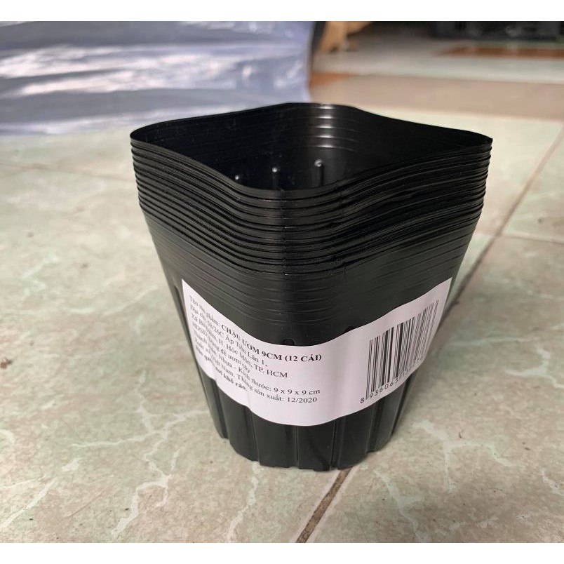 10 Chậu nhựa dẻo màu đen ươm cây 9cm-chh