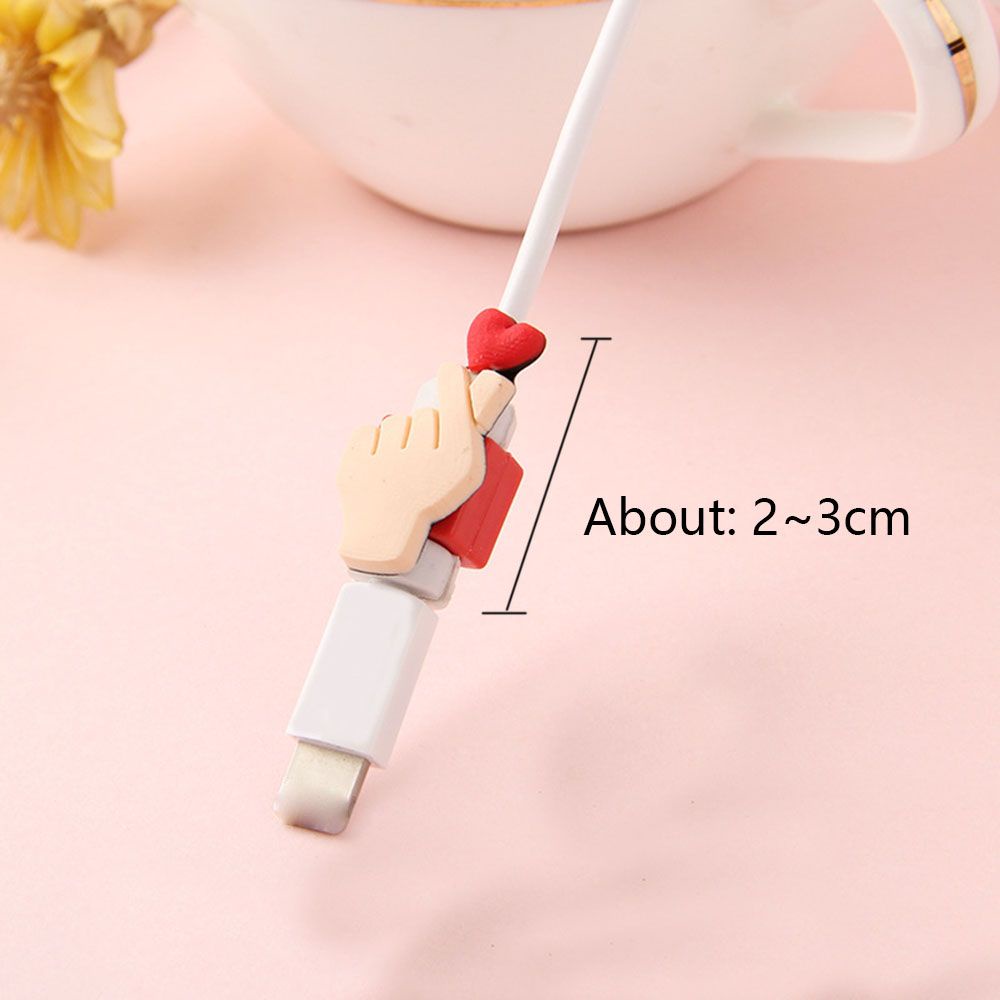 Phụ Kiện Bảo Vệ Dây Cáp Sạc USB Bằng Silicon Mềm Họa Tiết Hoạt Hình Dễ Thương