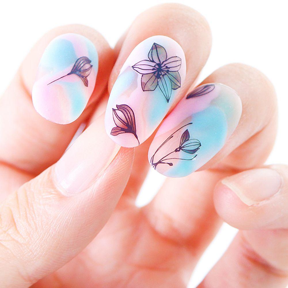 Bộ 14 Miếng Dán Trang Trí Móng Tay Hình Hoa Sen / Bướm Xinh Xắn