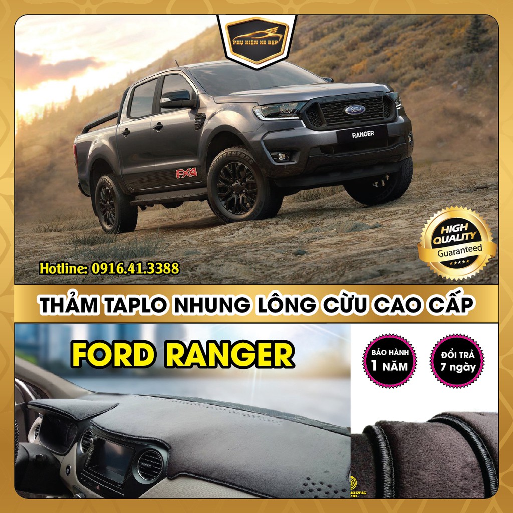 Thảm chống nóng taplo xe FORD RANGER chất liệu Nhung Lông cừu 3 lớp chống trượt