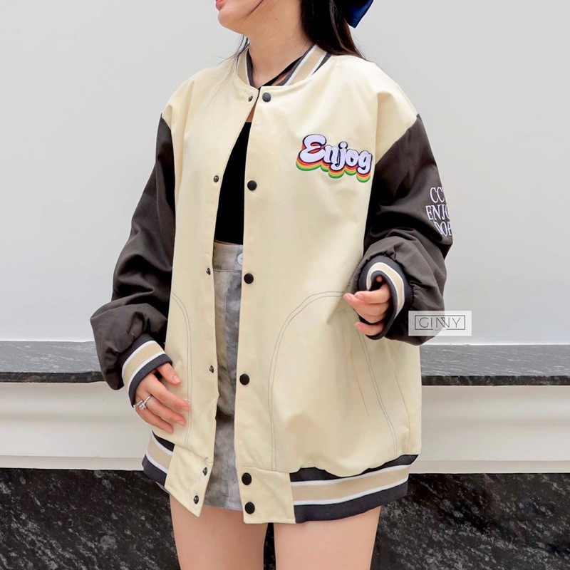 Áo khoác Bomber Enjog TK 02 | Khoác Bomber Nữ | Form rộng | Áo Bóng Chày | BigBuy360 - bigbuy360.vn