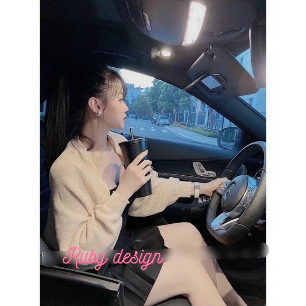 Áo khoác len nữ , áo khoác nữ cardigan dệt kim dáng ngắn cánh rơi sành điệu màu đen kem xám phong cách Hàn quốc