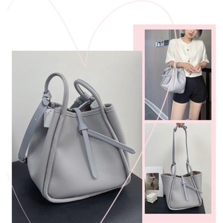 TNS-Túi bucket xách tay leather bucket bag--tone xám sang trọng