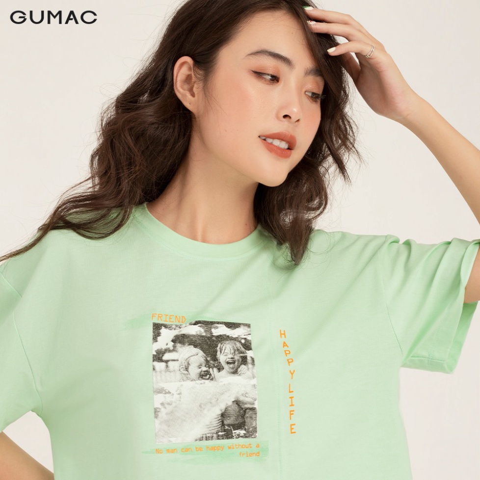 Áo thun nữ in xẻ lai GUMAC đủ màu, frresize thiết kế basic ATB124 – Hàng nhập khẩu – GUMAC >>> top1shop >>> shopee.vn