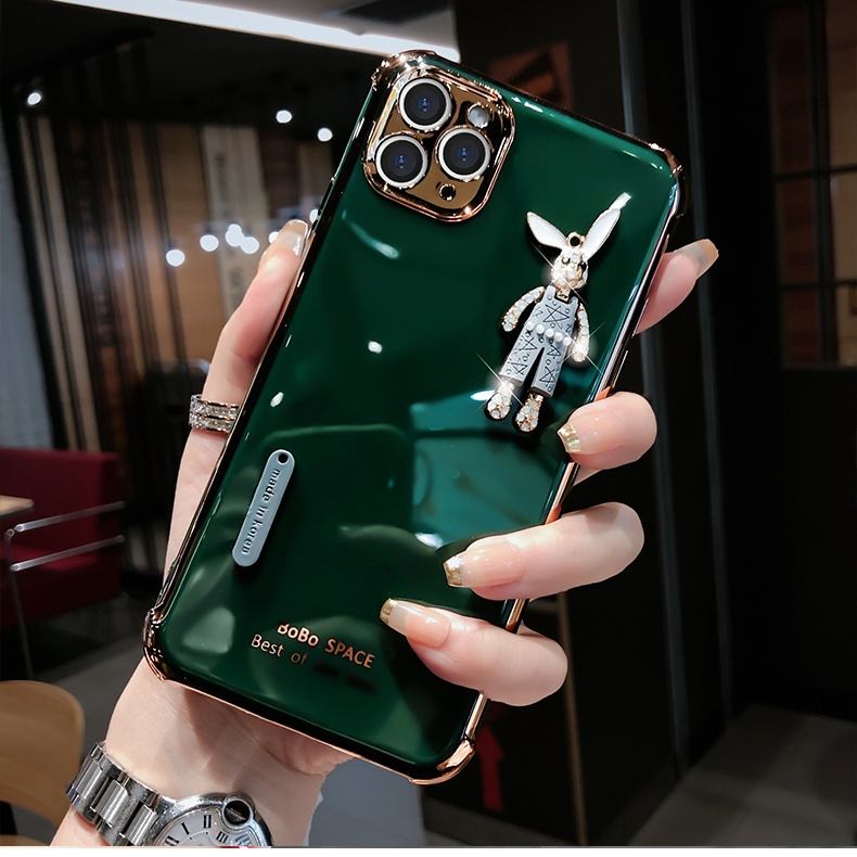 Ốp lưng silicon hình thỏ chống rơi bảo vệ toàn diện cho iPhone 12 12pro 12 Pro Max 7+ 6s+ 8+ SE 7 8 11 Xs 11 Promax
