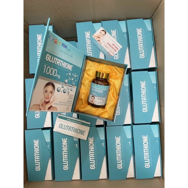Viên uống trắng da Glutathione 1000mg, viên uống glutathione mịn da tự tin tỏa sáng - Hộp 30 Viên