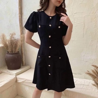 Váy nữ thiết kế cổ tròn tay phồng dáng dài, Đầm thời trang công sở cao cấp dự tiệc sang trọng V145